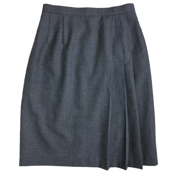 Amber Stone Pleated Houndstooth Wool Pencil Skirt - Picture 1 of 4